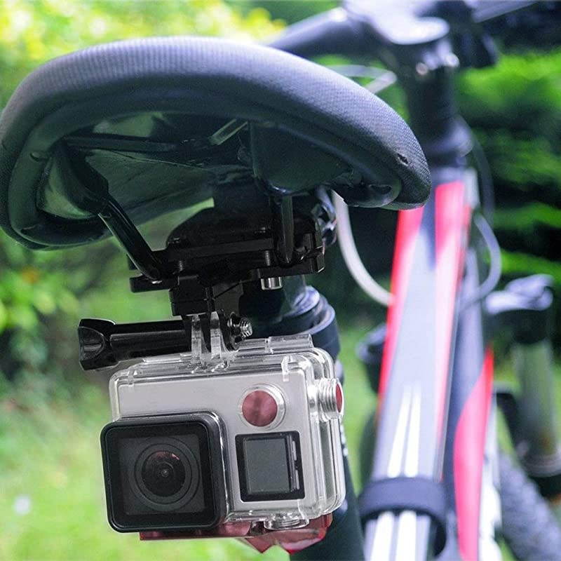 Camera Bike Saddle Mount,Bicycle Seat Rail Mounts Clip for GoPro Hero 9 8 7 6 5 4 3+, Campark, AKASO, DJI OSMO XiaoYi and Most Action Cameras
