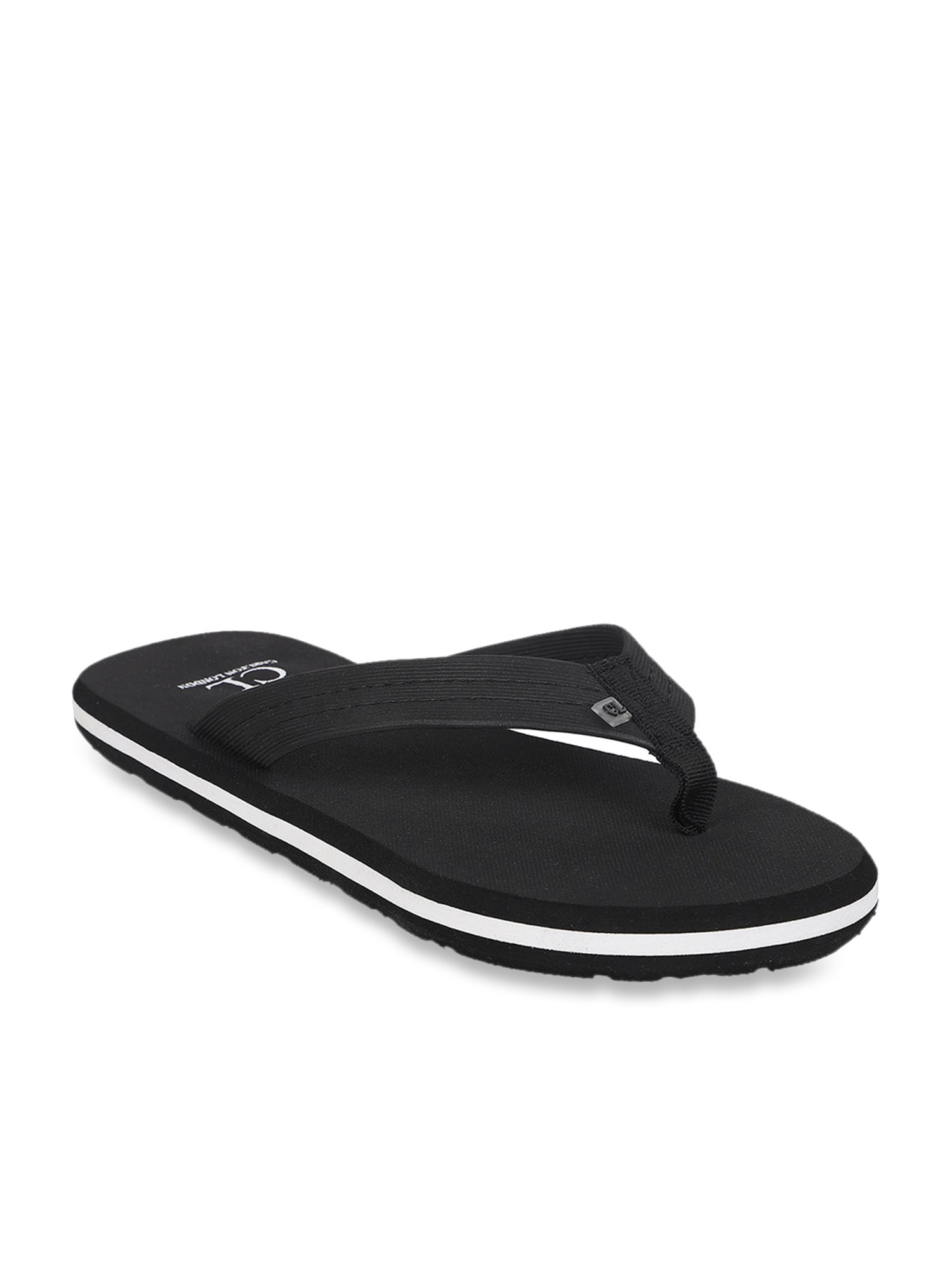 Carlton London Men's Ink Black Flip Flops