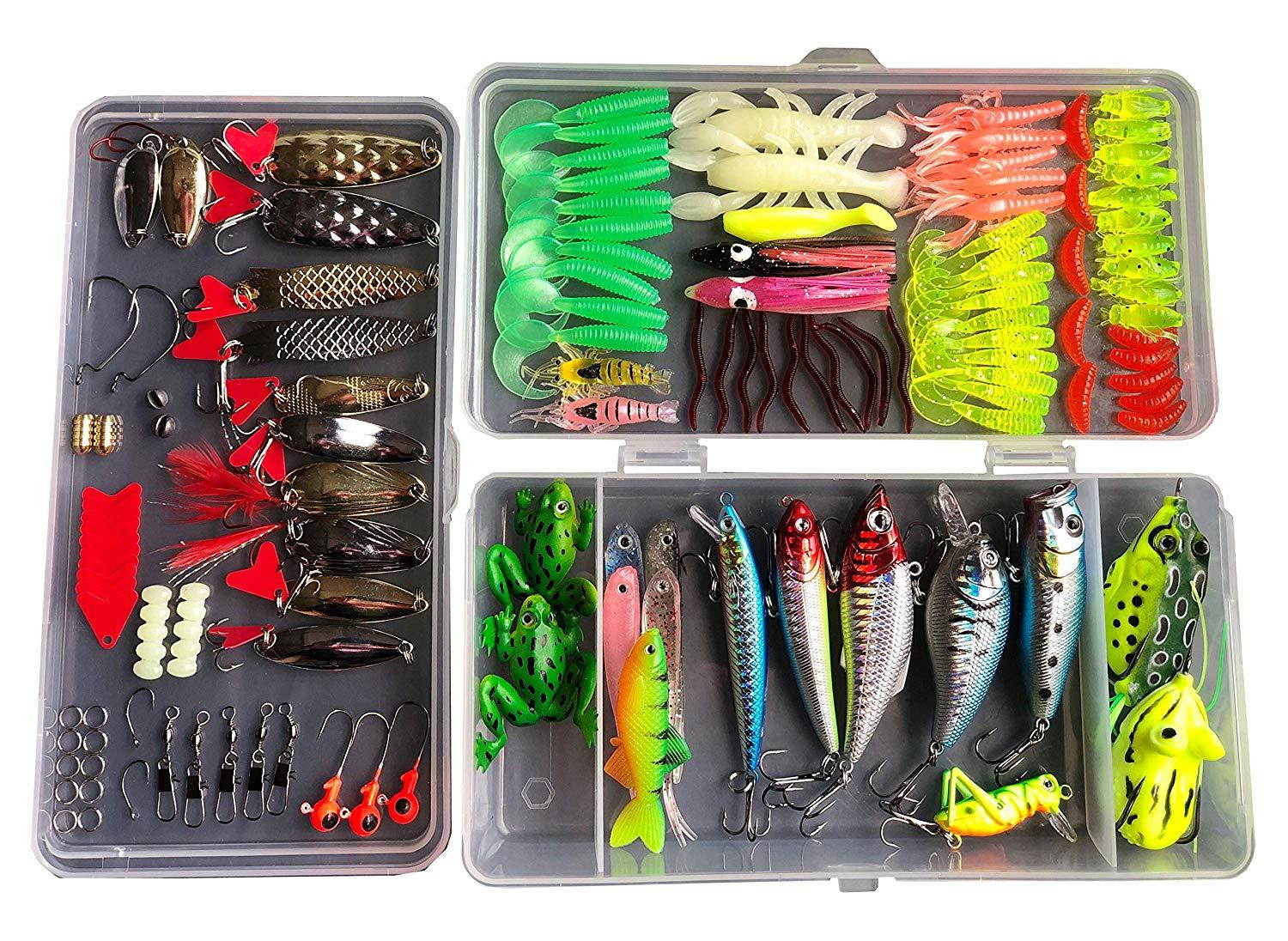 Bluenet Fishing Lure Tackle Bionic Minnow Soft Shrimp Grubs Jigging Lures Artificial Hard Spoon Spinner Sequins Lure with Sharp Fishing Hooks