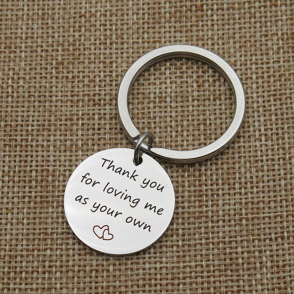 Thank you for loving me as your own mother father Gift step mom dad Gift wedding Stainless Steel Keychain Key Ring