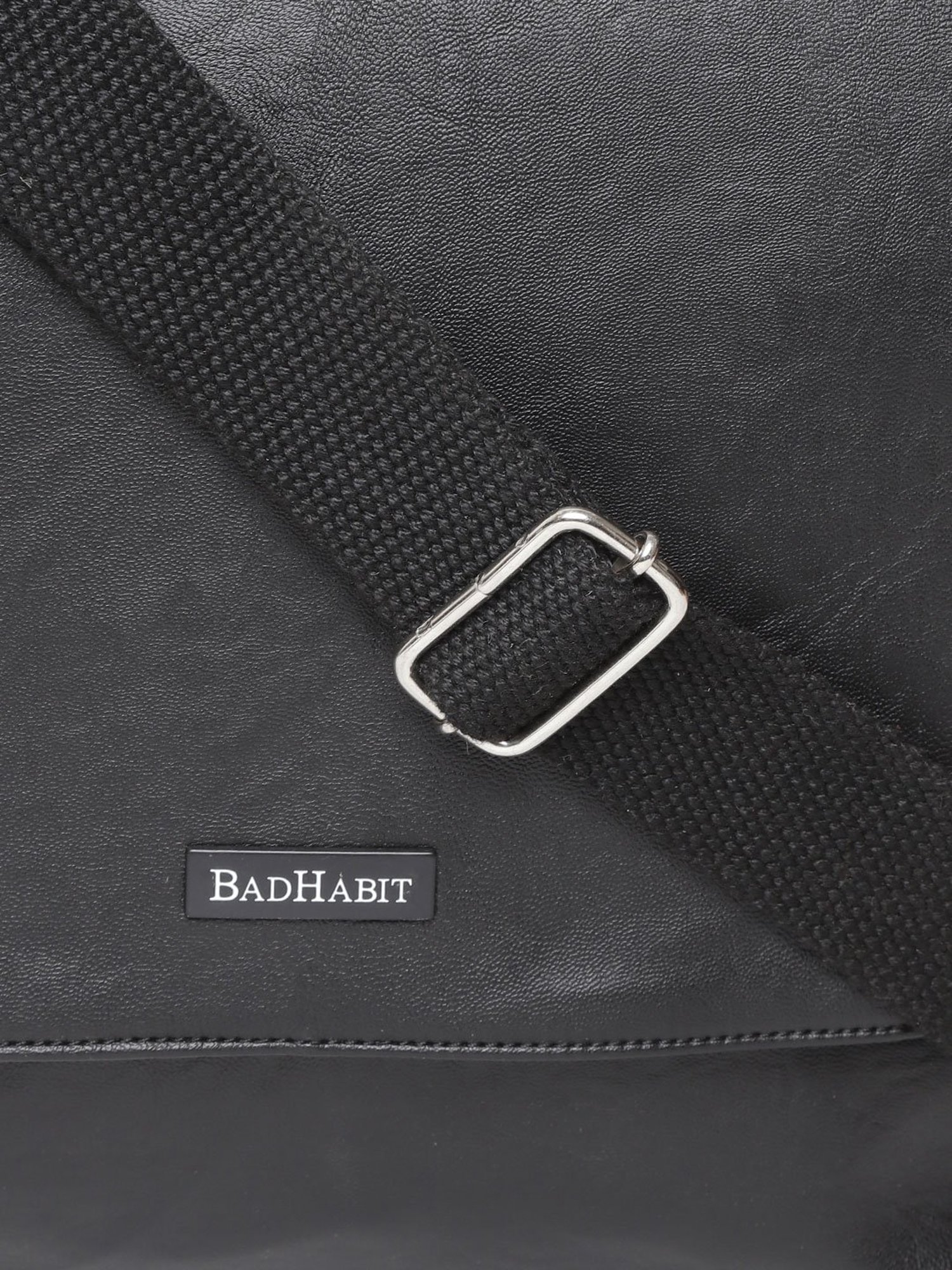 Bad Habit Black Solid Medium Laptop Cross Body Bag