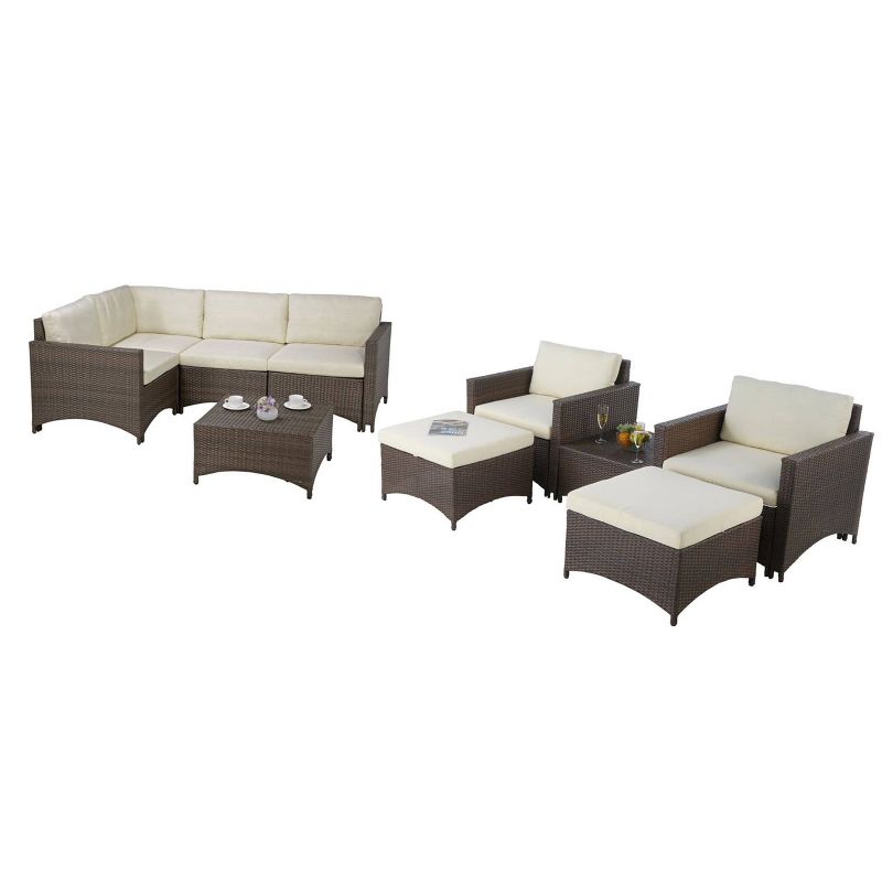 7pc Studio Shine Collection with Modular Sectional Sofa, Armchairs, Coffee Table & Ottoman  - W Unlimited