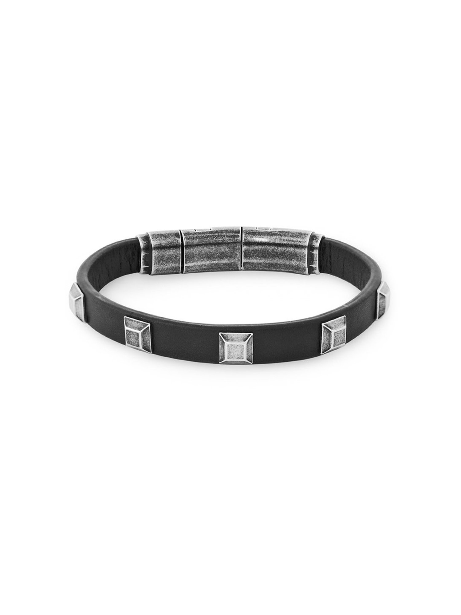 Police Silver-Plated Calama Black Bracelet for Men