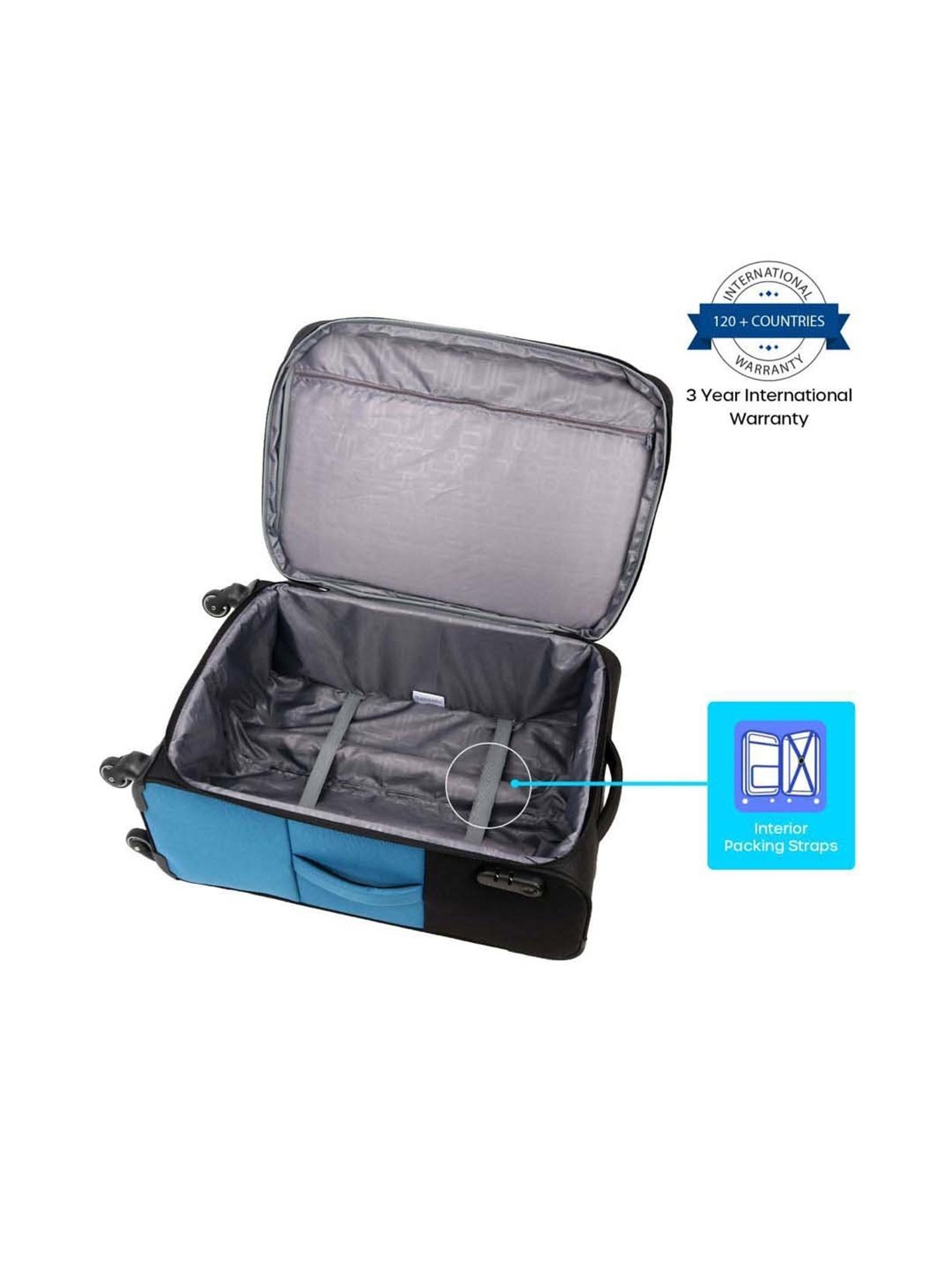 American Tourister Kansas Black Color Block Soft Large Trolley Bag - 51 cm