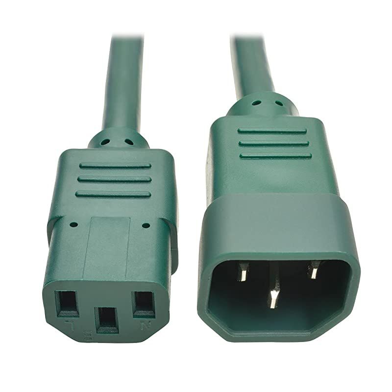 Standard Computer Power Extension Cord, 10A, 18 AWG (IEC-320-C14 to IEC-320-C13), Green, 2 ft. (P004-002-AGN)