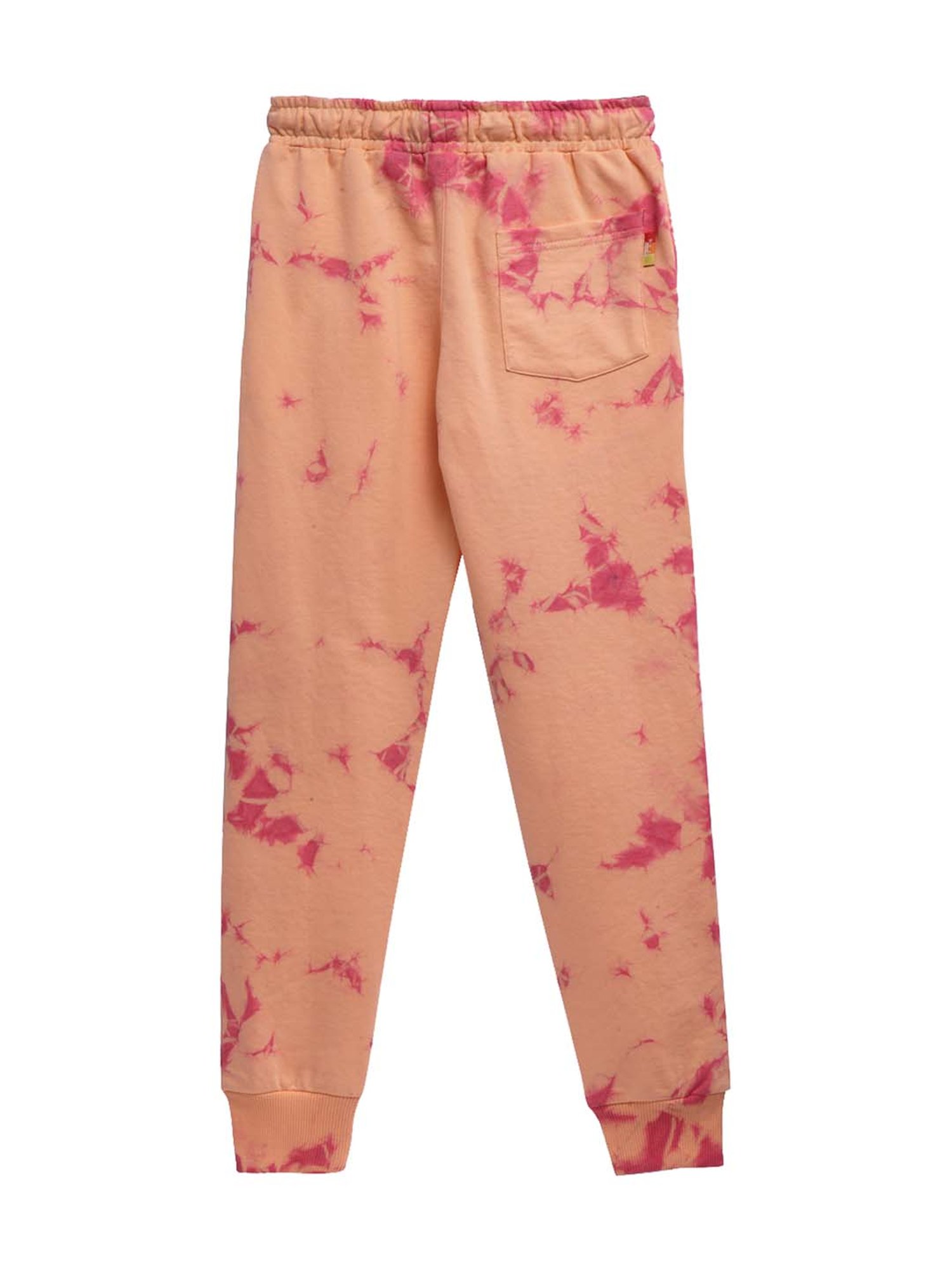 Lil Tomatoes Kids Peach Cotton Printed Joggers