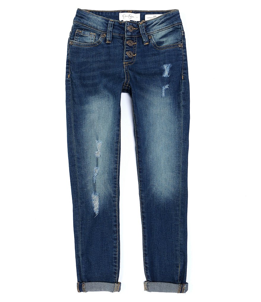 Jessica Simpson Big Girls 7-16 Mid-Rise Emma Destructed Skinny Jeans