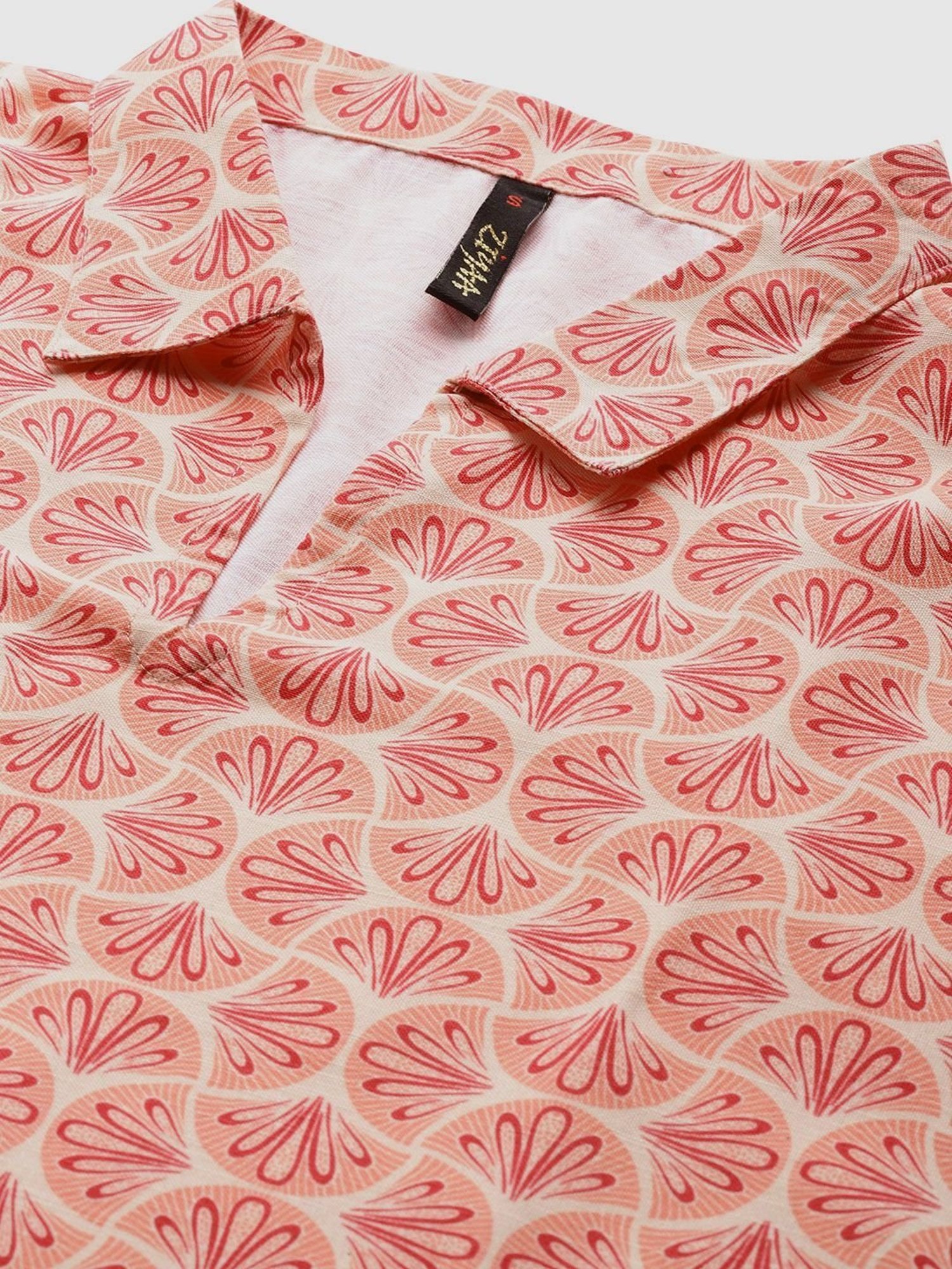 Ziyaa Orange Floral Print Kaftan Pyjama Set