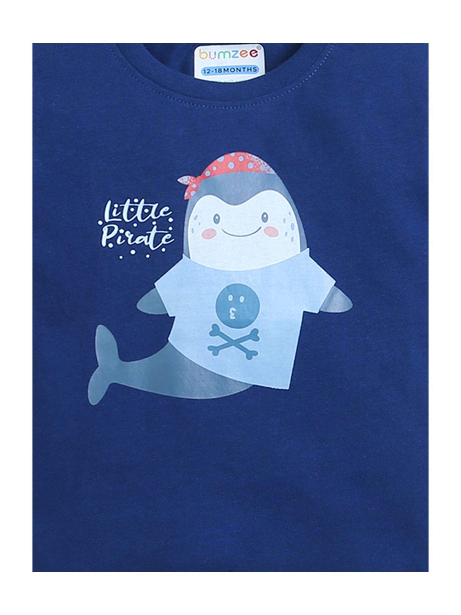 Bumzee Kids Navy & White Printed T-Shirt (Pack Of 2)