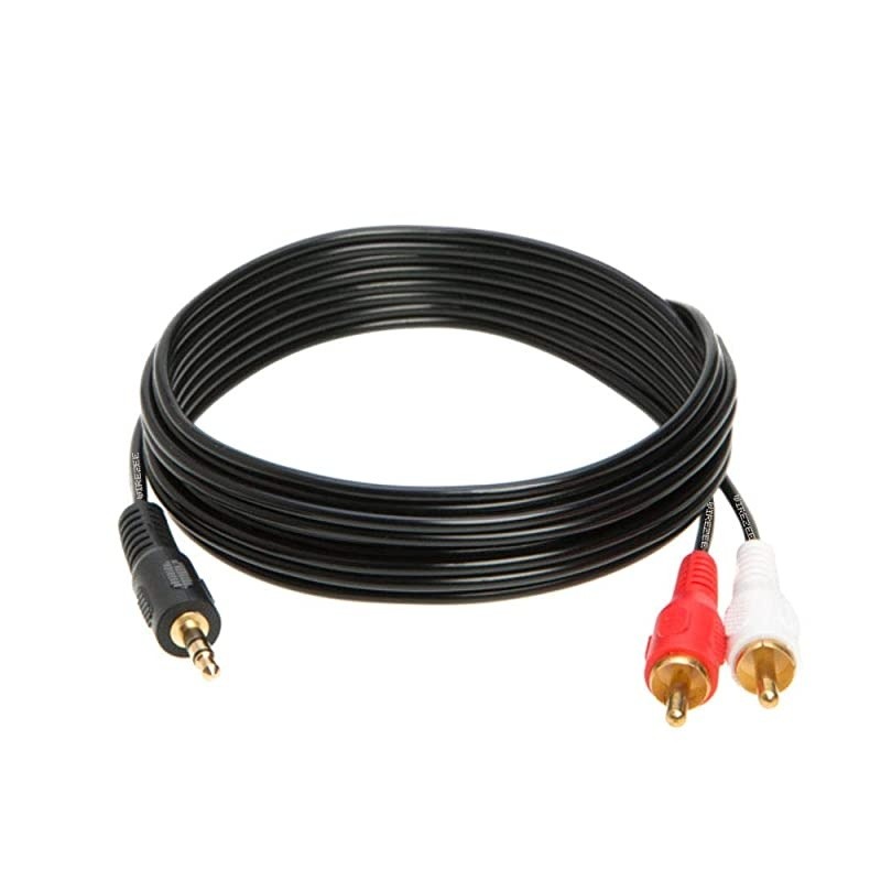 Male Audio to 2 RCA Stereo Cable 6ft 10ft 12ft 15ft 25FT 12FT
