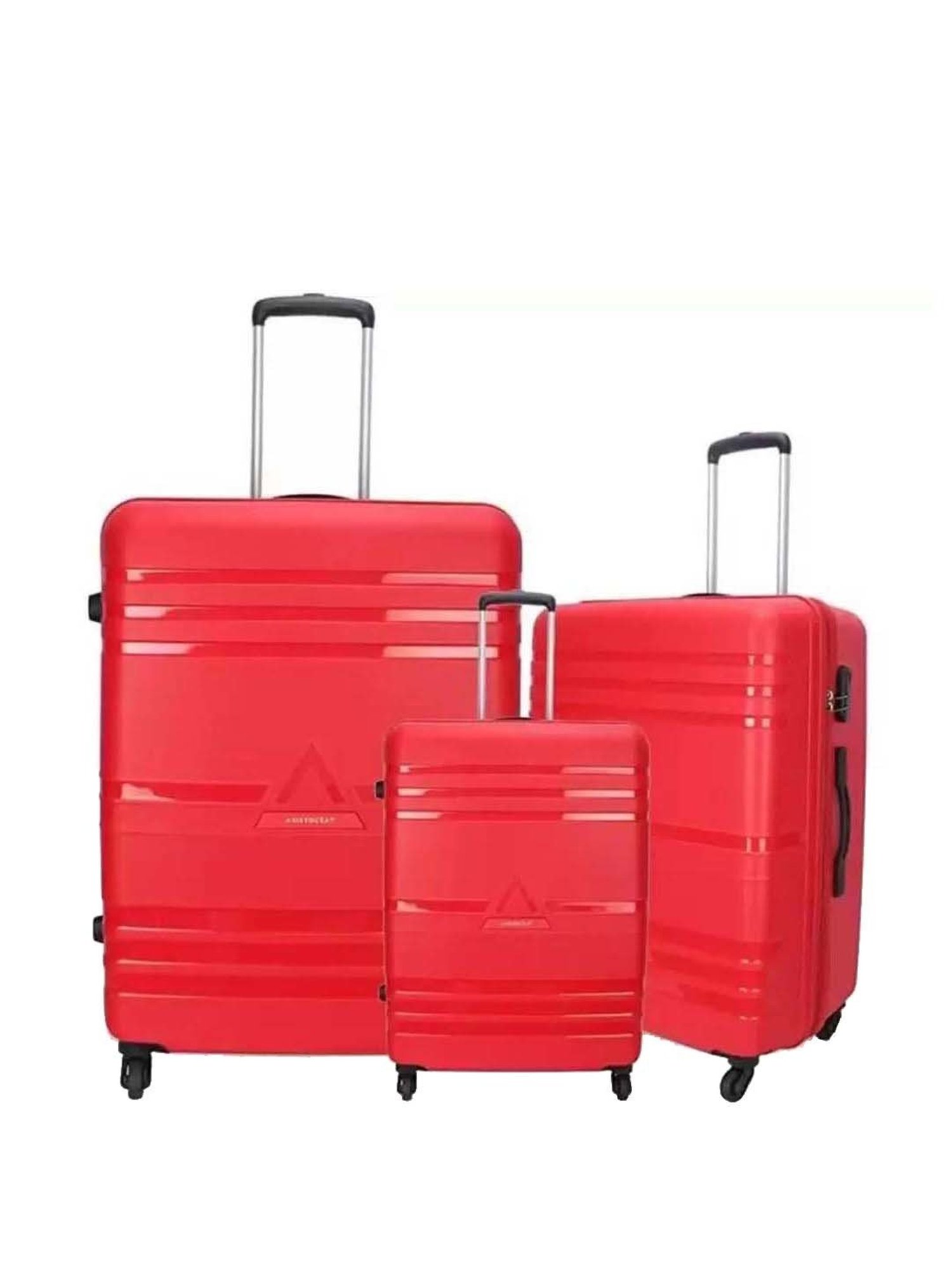 Aristocrat Jet Plus Red Textured Trolley Bag Pack of 3 - 53cms,63cms & 73cms