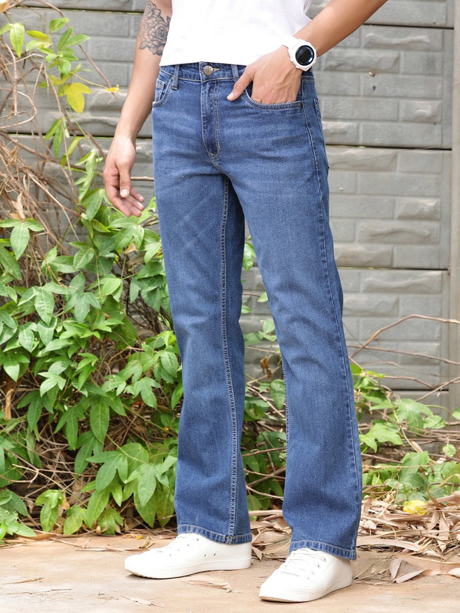 Thomas Scott Indigo Blue Slim Fit Lightly Washed Jeans