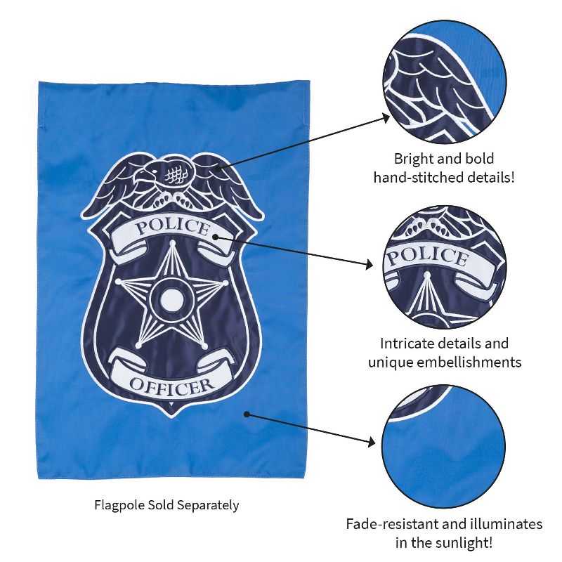 Evergreen Police Department Applique Garden Flag, 12.5 x 18 inches