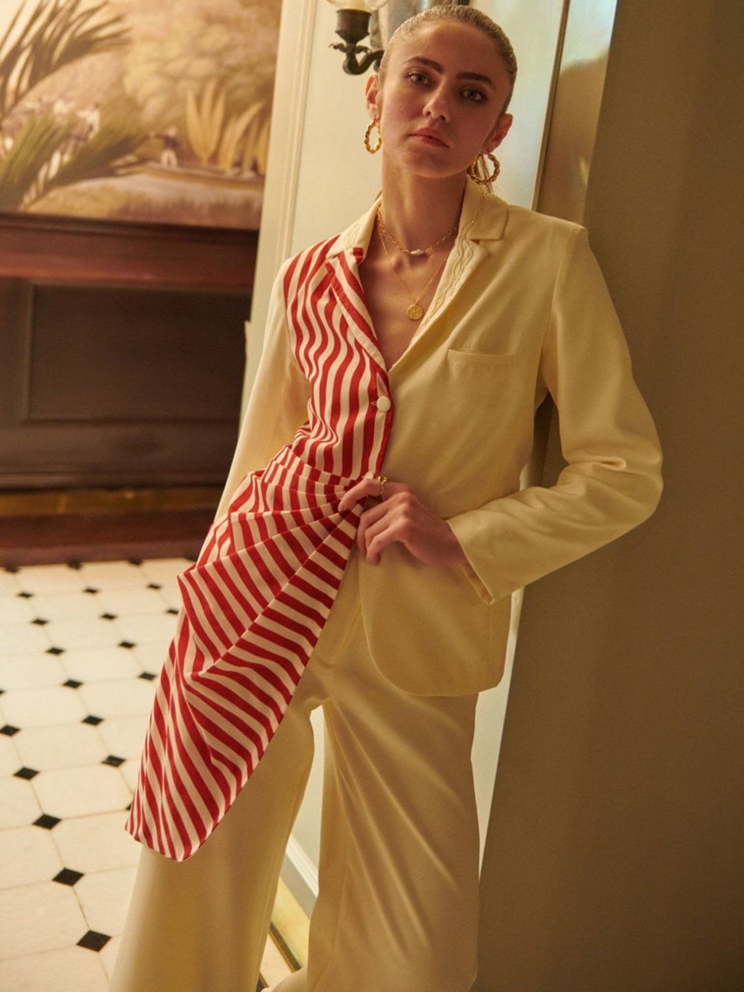 Cin Cin Off White & Red Stripes Audace Party Edit Grazia Jacket With Pant