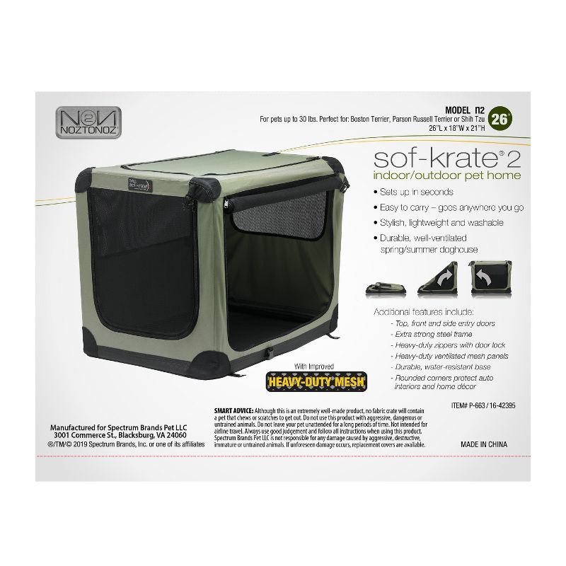 Noz2Noz Sof-Krate N2 Series, Indoor And Outdoor Pet Crate