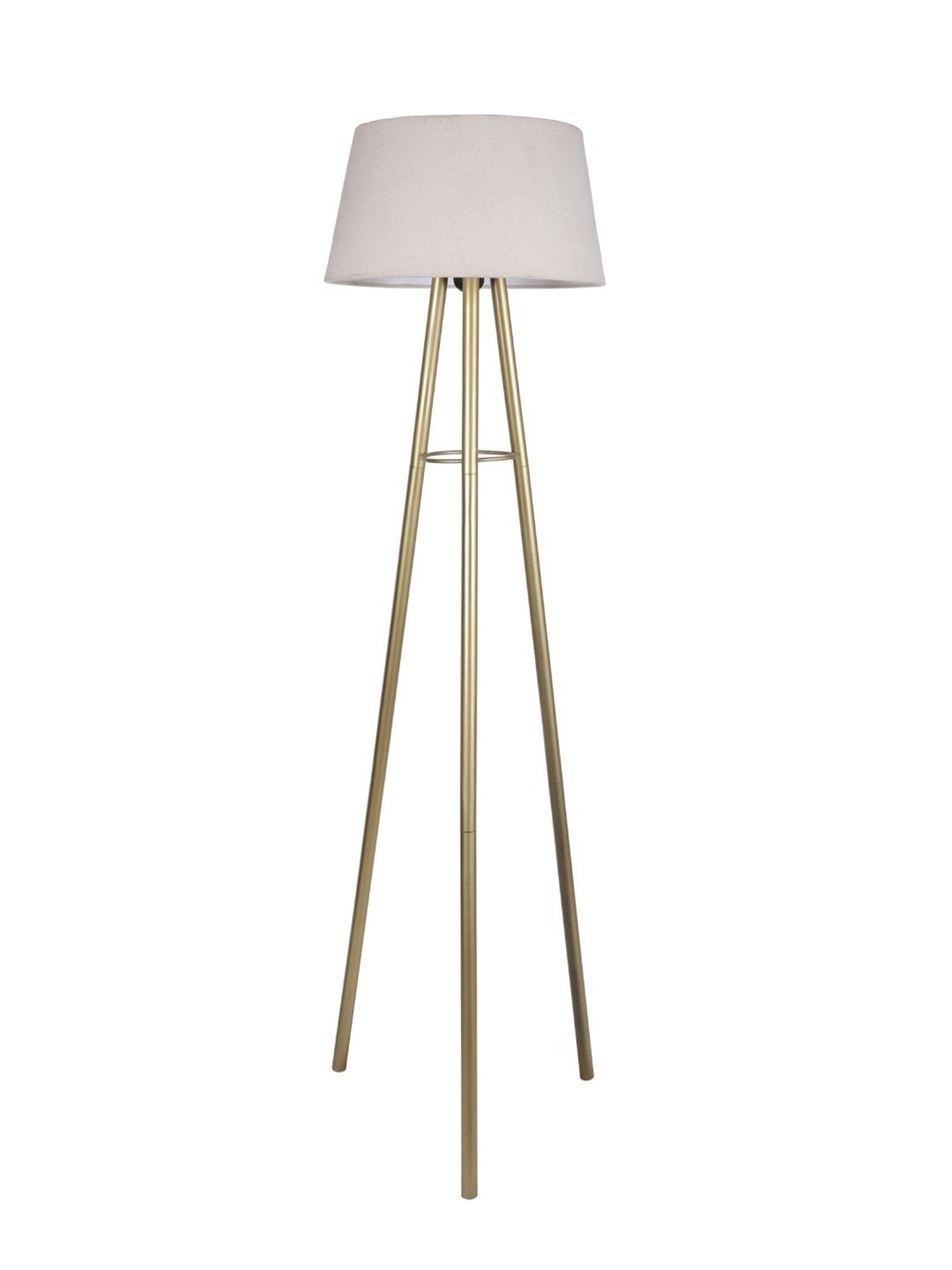 Homesake Cream & Golden Metal Standing Floor Lamp with Bulb and Floor Switch (Iron Legs)