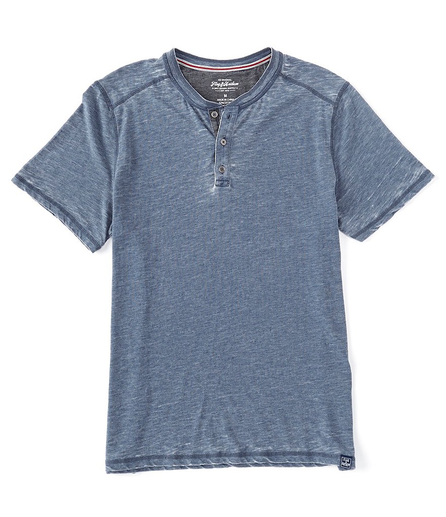 Flag and Anthem Short-Sleeve Burnout Henley Shirt