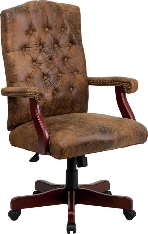 Bomber Brown Classic Executive Swivel Office Chair with Arms