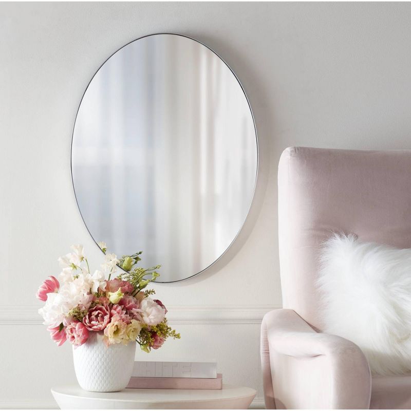 Noble Park Clarendon Silver Metal 17 3/4" x 23 3/4" Oval Wall Mirror