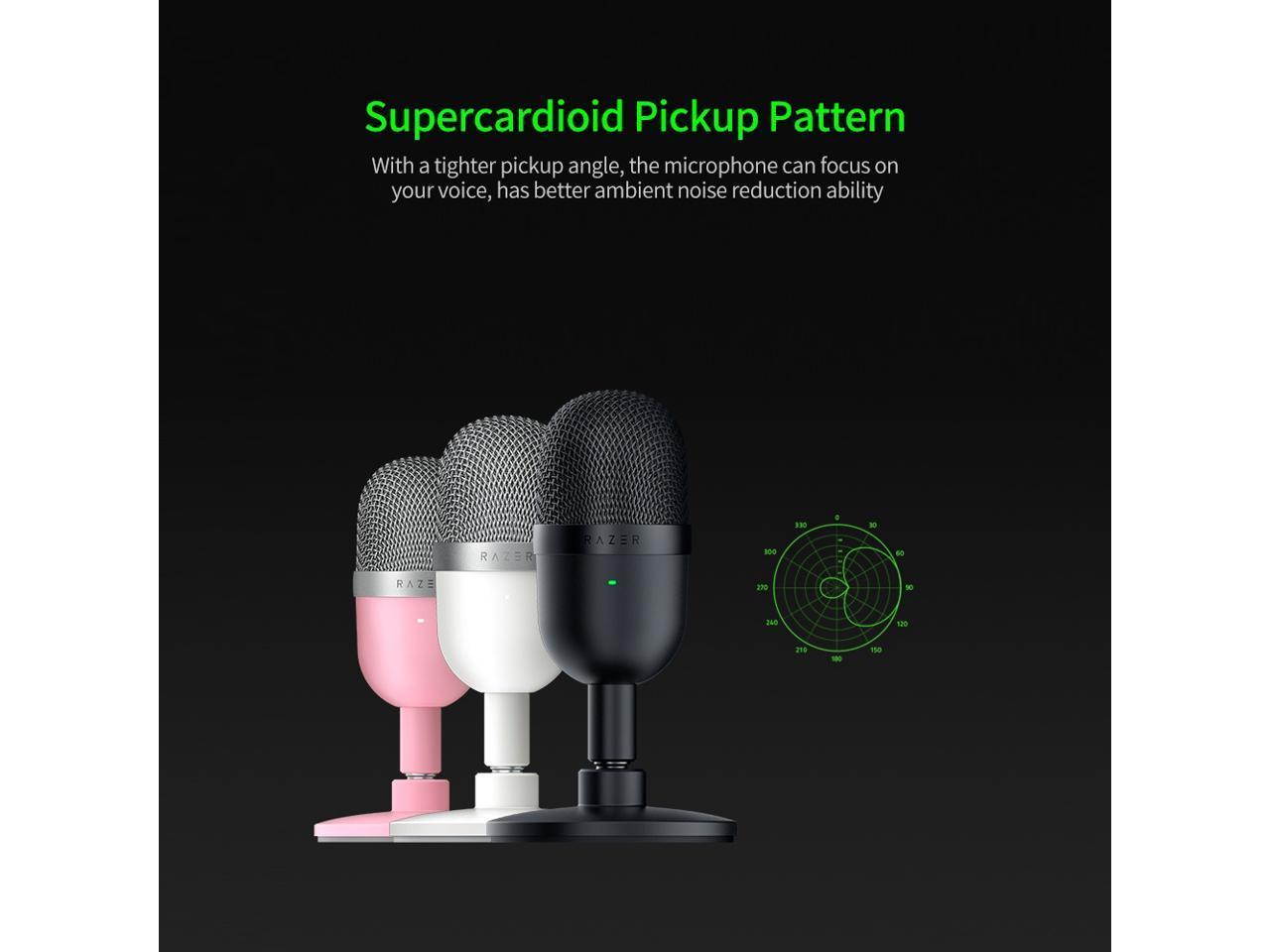 Razer Seiren Mini USB Condenser Microphone Ultra-compact stream microphone with super cardioid pickup pattern white