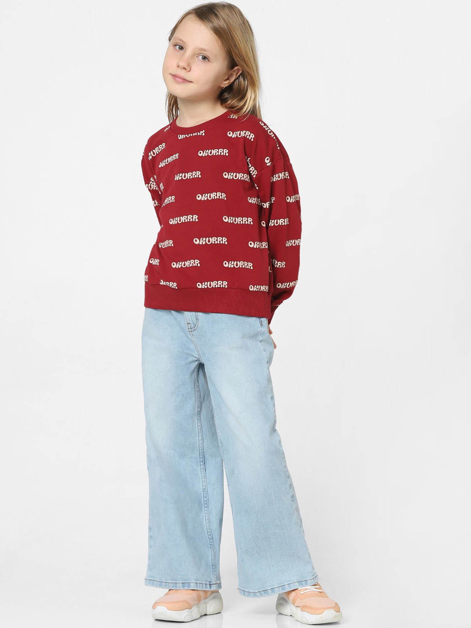 KIDS ONLY Red Printed Full Sleeves Sweatshirt