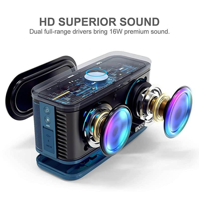 Bluetooth Speakers,  SoundBox Plus Portable Wireless Bluetooth Speaker with 16W HD Sound and Deep Bass, Wireless Stereo Pairing, 20H Playtime, Wireless Speaker for Home, Outdoor, Travel -Black