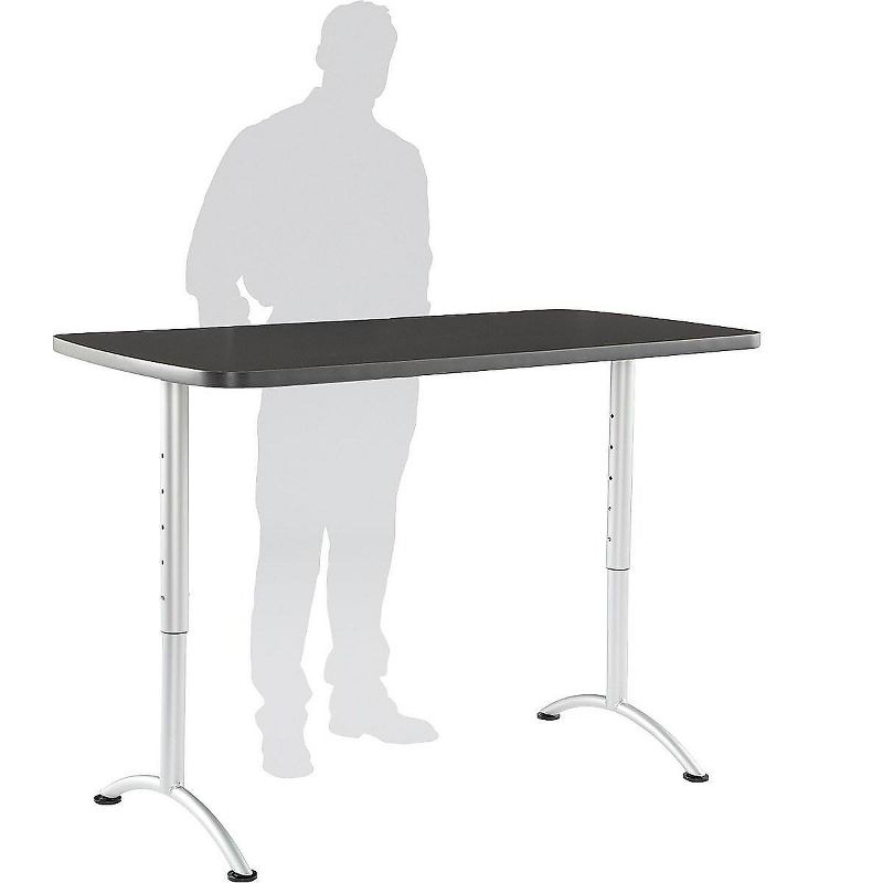 Iceberg ARC Sit-to-Stand Tables Rectangular Top 30w x 60d x 30-42h Graphite/Silver 69317