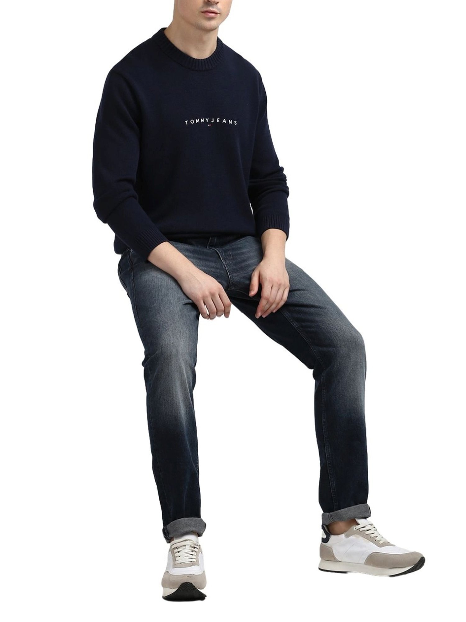 Tommy Hilfiger Navy Logo Slim Fit Sweater