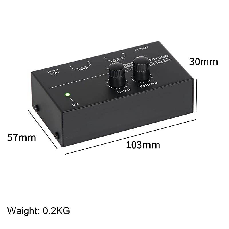 PP500 Ultracompact Preamplifier Phono Preamp with Level Volume Controls RCA Input Output 14 TRS Output Interfaces