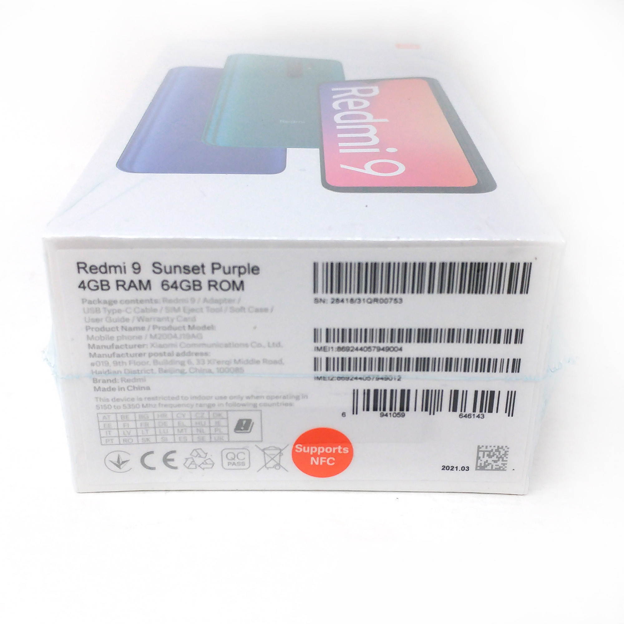 Xiaomi Redmi 9 64GB + 4GB RAM Dual SIM GSM Factory Unlocked 4G LTE 6.53 in Full HD + Display AI Quad Camera Smartphone - Sunset Purple  - International Version