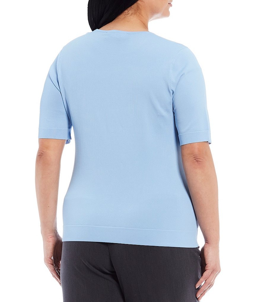 Investments Plus Size Signature Yarn Short Sleeve Crew Neck Top