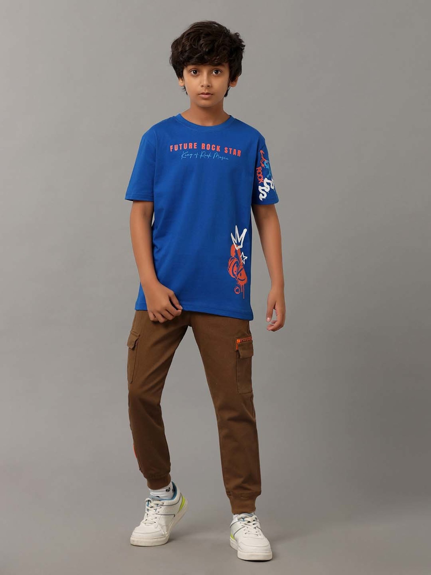 Under Fourteen Only Kids Blue Cotton Printed T-Shirt
