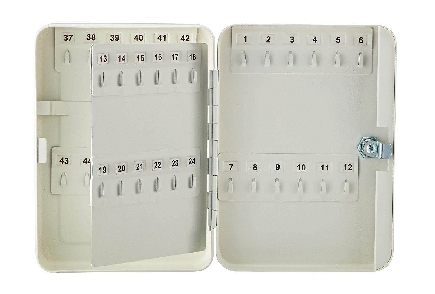 AdirOffice Key Steel Security Storage Holder Cabinet Valet Lock Box (48 Key, White)