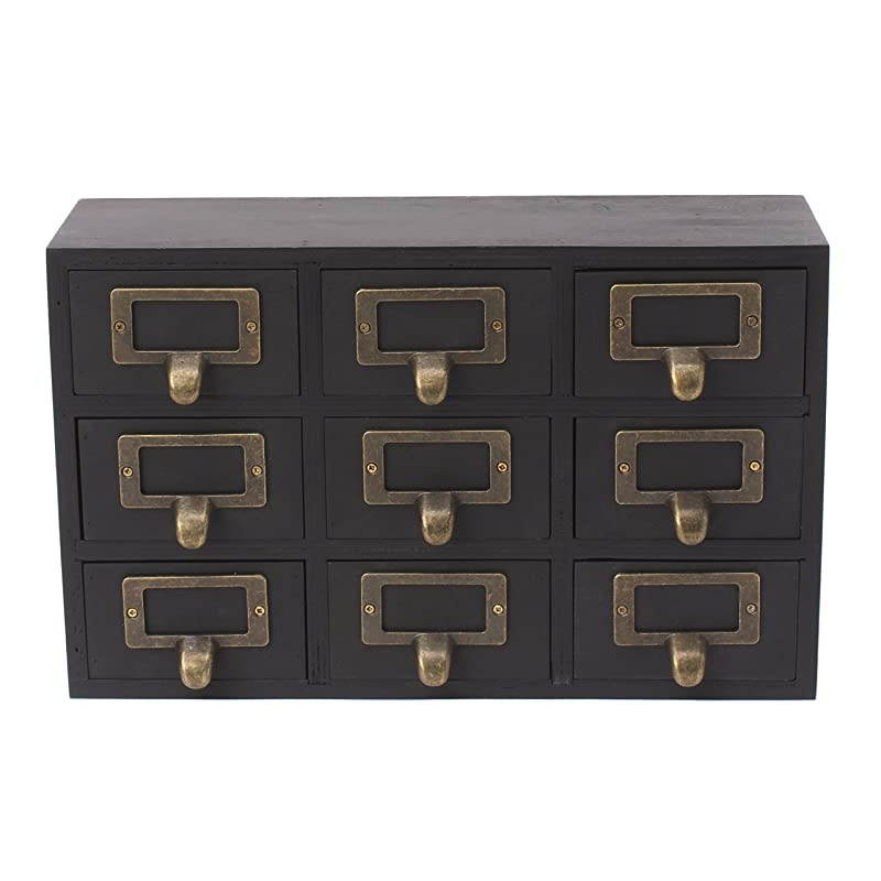 Apothecary Wood Desk Drawer Set 9 Drawers Rustic Black
