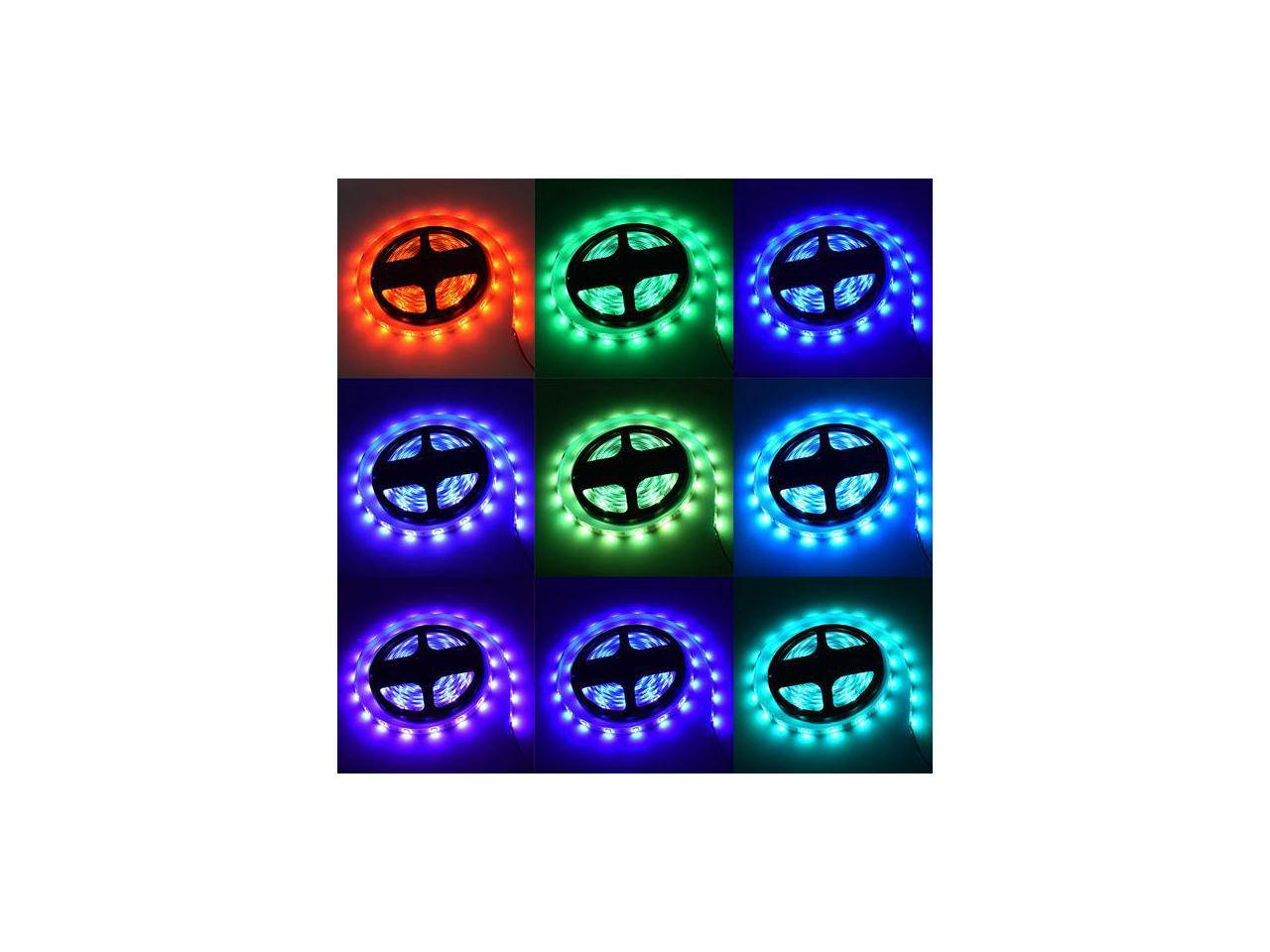 5M LED Strip Lights RGB Strips Tape Light 150 LEDs SMD5050 Waterproof Music Sync Color Changing + Bluetooth Controller + 24Key Remote Control Decoration for Home TV Party