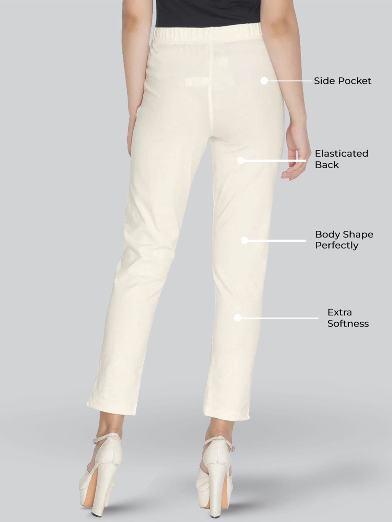 Lyra Cream & White Cotton Leggings - Pack Of 2