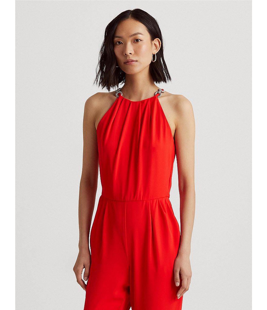 Tahari ASL Sequin Long Sleeve Crepe Jumpsuit