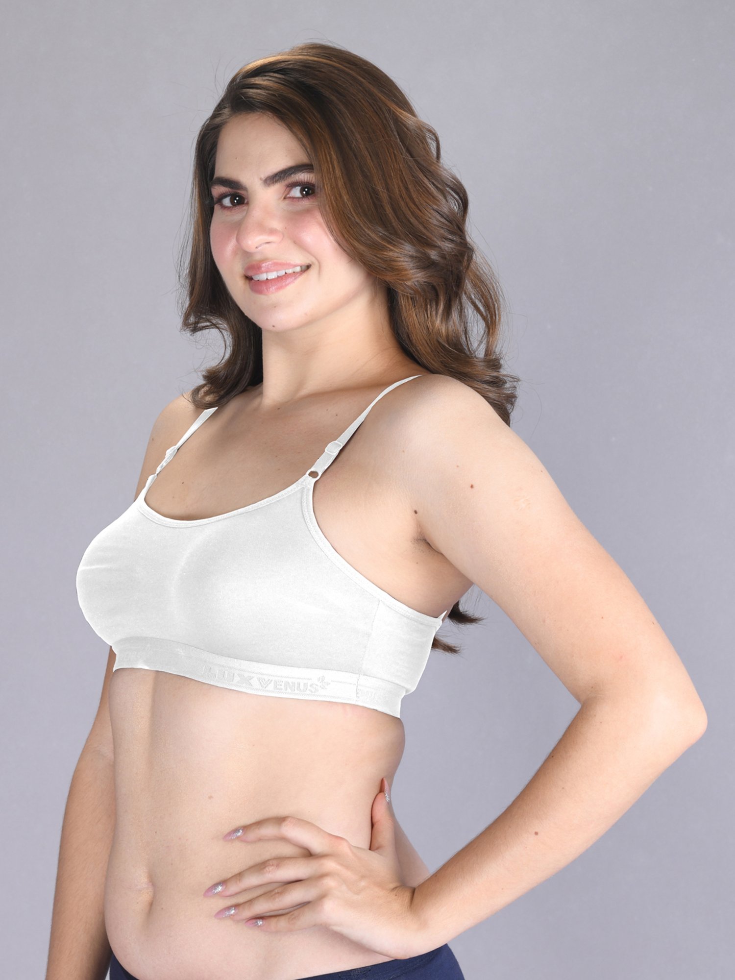 Lux Venus White Full Coverage Non-Wired Sports Bra With Adjustable Strap - Pack of 2