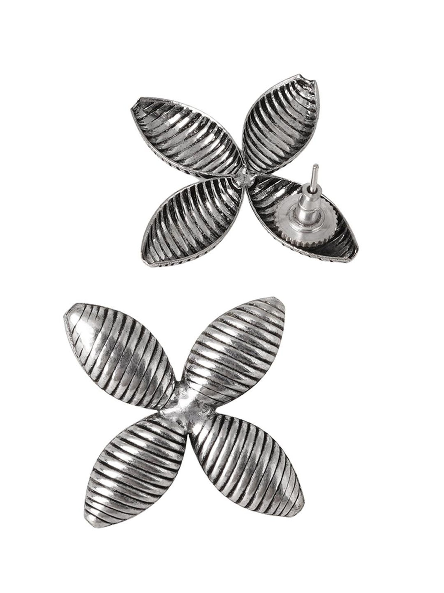 Teejh Ethnic Mazba Leaf Silver Oxidized Princess Necklace Set for Women