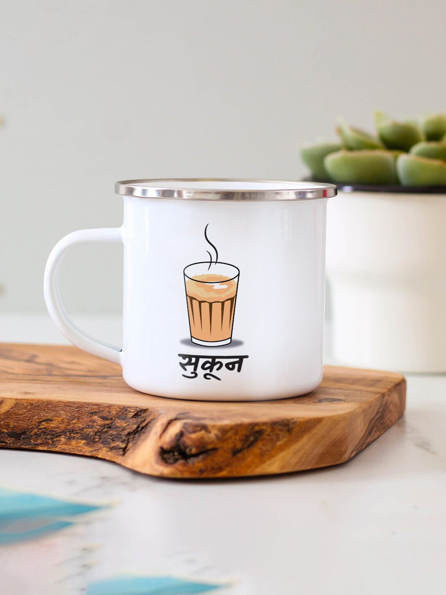 Gathari Enamel White Stainless Steel Coffee Mug