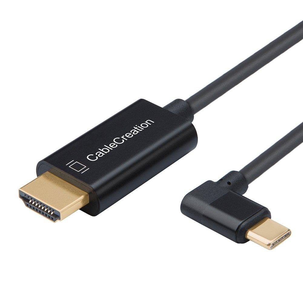CableCreation USB C to HDMI 4K Right Angel Adapter Cable, Thunderbolt 3 Compatible, Compatible with Macbook Pro 2019,2018, iPad Pro 2018, Google Chromebook Pixel, Yoga 900, Surface Go, Galaxy S10, 6FT