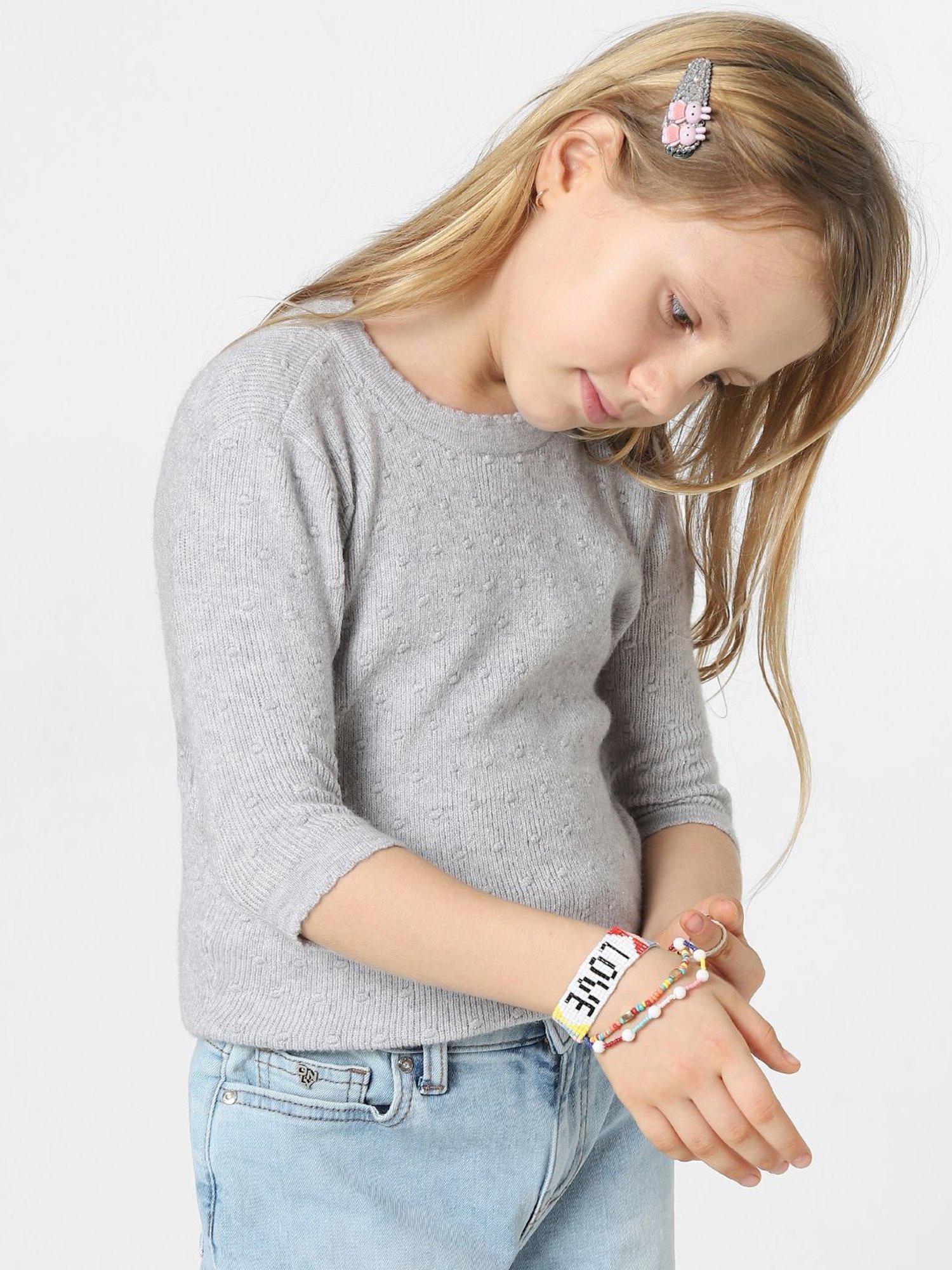 KIDS ONLY Melange Grey Regular Fit Sweater