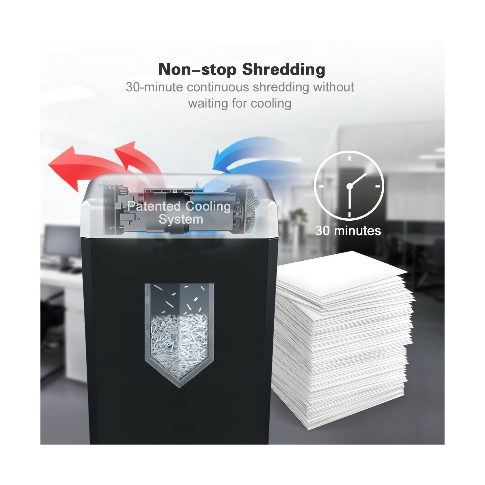 Bonsaii 14-Sheet Cross-Cut Heavy Duty Paper Shredder, 30-Minute Continuous Running Time, Credit Card/Staples Shredders for Office, Quiet Shredding Machine with Jam Proof System (C169-B)