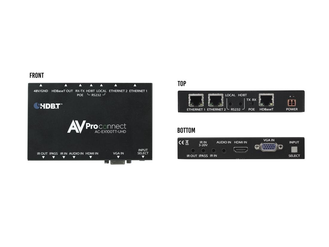 AVPro Edge AC-EX100TT-UHD-T Table Top VGA/HDMI auto sensing HDBaseT Extender (Transmitter)