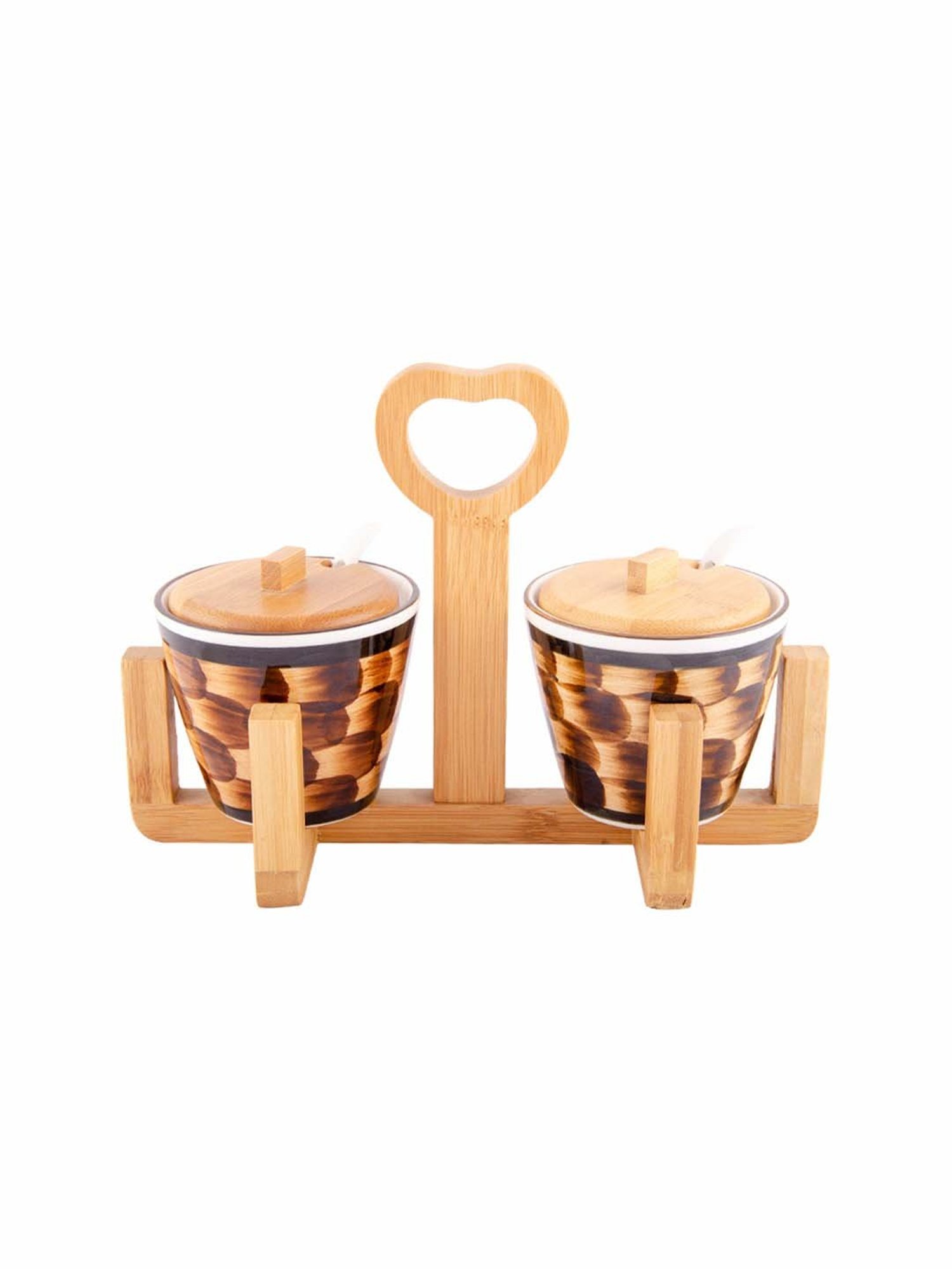 White Gold Brown Stoneware Storage Jars (200 ml) - Set of 2