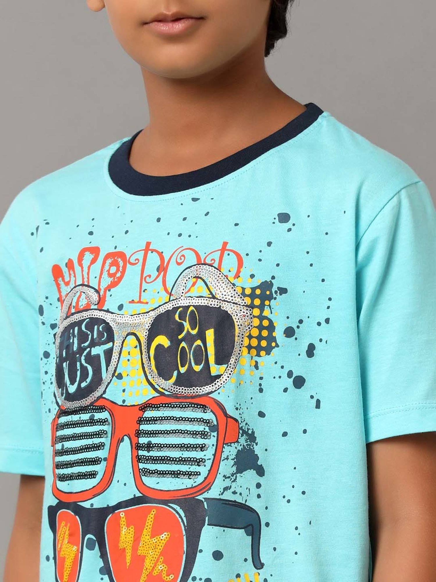 Under Fourteen Only Kids Blue Cotton Printed T-Shirt