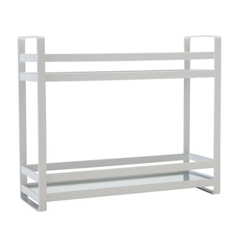 Two Tier Flat Wire Slim Vanity Tower White - Home Details