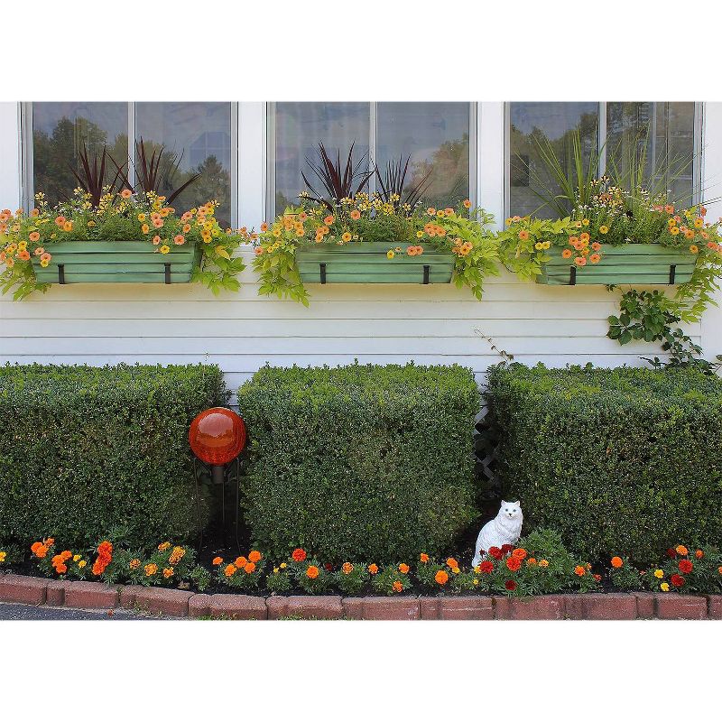 35.25" Large Galvanized Steel Flower Box with Wall Brackets Green - ACHLA Designs