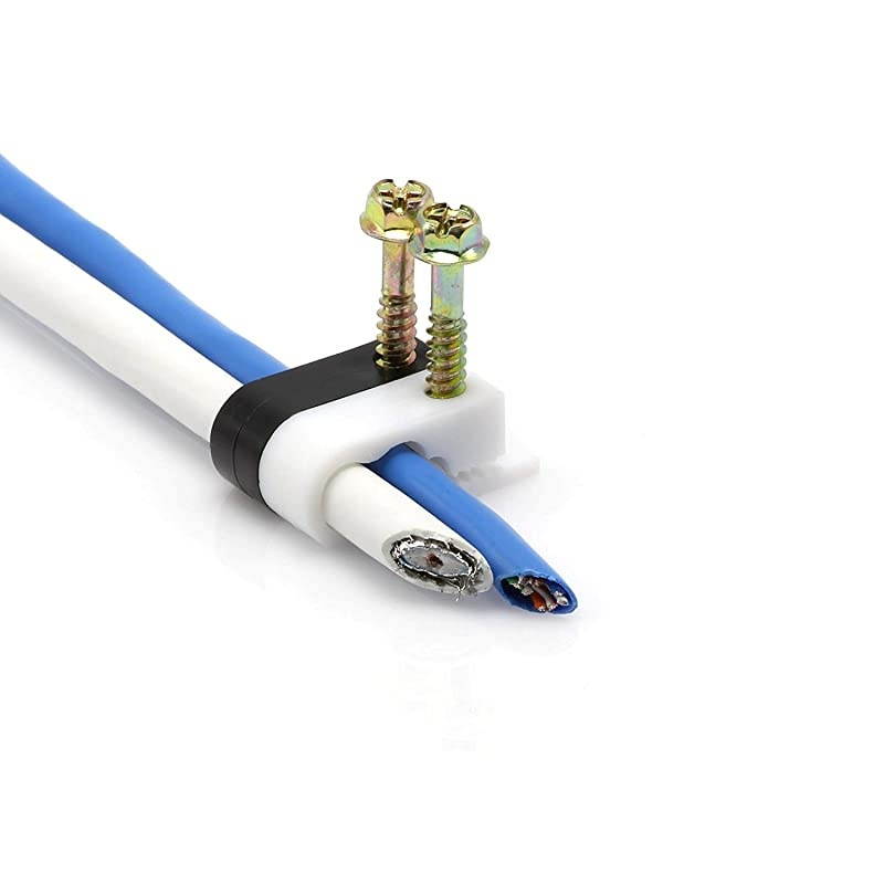 Dual Twin or Siamese Coaxial Cable Clips Cat6 Electrical Wire Cable Clip 12 in Screw Clip and Fastener Black 100 Pieces per Bag