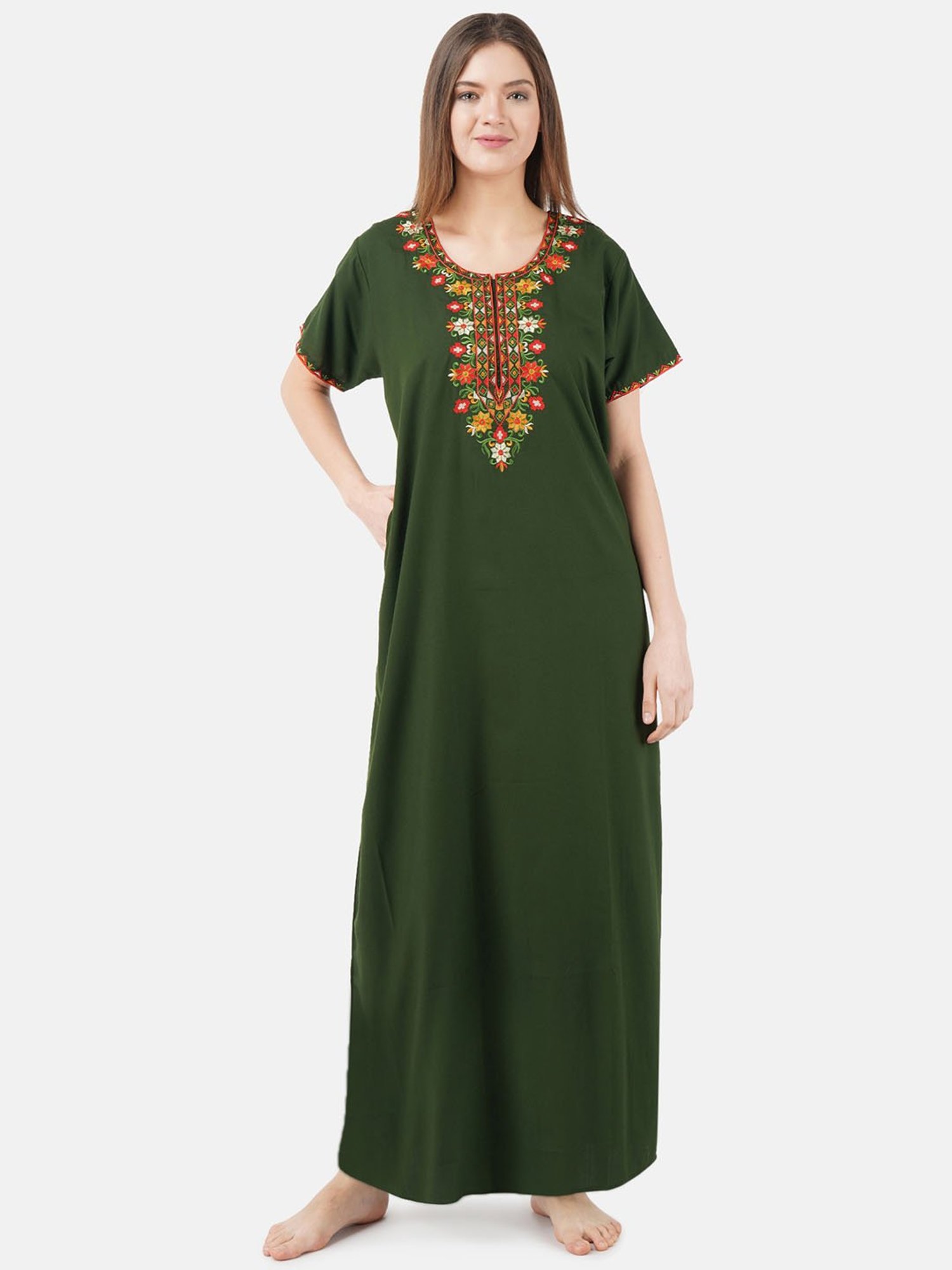 KOI SLEEPWEAR Olive Embroidered Nighty